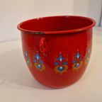 Vintage Rood Emaille Hangpot Frans Emaille Pot thumbnail 4