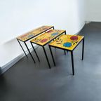 Set Van 3 Vintage Nesting Tables / Tegeltafeltjes thumbnail 7