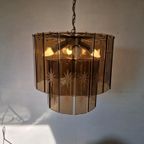 Vintage Waterval Kroonluchter Met Geslepen Gerookt Glas thumbnail 10