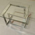 Vintage Chrome En Glas Bijzettafel Salontafel Sidetable thumbnail 11