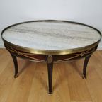 Vintage Neoklassieke Ronde Salontafel Empire Stijl Marmer thumbnail 4