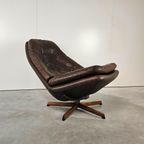 Vintage Deense Draaifauteuil, Kantelbaar, Leer thumbnail 11