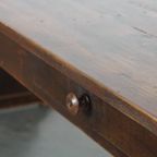 Prachtige Antieke Engelse Pinewood Kloostertafel Uit De 19E Eeuw Met Mooie Originele Details thumbnail 12
