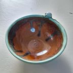 Vintage Aardewerk Schaaltje, Hand Gemaakt, Aqua Blauw thumbnail 14