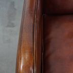 Karaktervolle Set Van 2 Schapenleren Fauteuils/ Armchairs Met Een Mooi Patina En Warme Kleuren thumbnail 3
