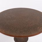 Scandinavian Modern Table With Copper Inlaid From 1960’S Eettafel Rond thumbnail 4