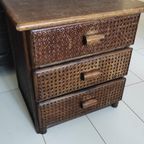 Vintage Ladekastje Donkerbruin Hout Webbing thumbnail 4
