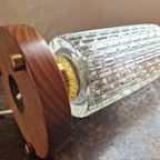 Mid-Century Bedlamp Van Teak, Messing En Glas thumbnail 6