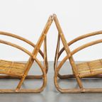Set Van 2 Luxe Franse Rotan Vintage Design Fauteuils Uit De Jaren ’50 thumbnail 4
