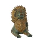 Grote Tempelleeuw Verguld Brons Beeld Thailand Foo Dog 27cm thumbnail 3