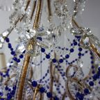 Vintage Kobalt Blauwe Murano - Glas En Kristal - Kroonluchter Met Kralen thumbnail 6