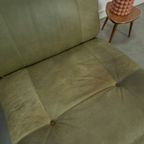 Groen Leren Stoel Met Eiken Hout Vintage Fauteuil thumbnail 18