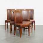 Set Van 6 Comfortabele, Statige Eetkamerstoelen Van Schapenleer thumbnail 2