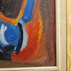 Mid Century Schilderij Geleefd Kunst Op Doek thumbnail 5