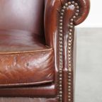 Comfortabele, Correct Afgewerkte, Donker Kleurige Schapenleren Armchair thumbnail 11