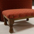 Vintage Rode Fauteuil Met Voetenbankje thumbnail 3