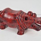 Vintage Hout Beeld Hippo Nijlpaard Sculptuur Oosters ‘70 thumbnail 6