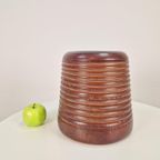 Vintage Aardewerk Geribbelde Cilinder Bloempot Vaas Pot '60 thumbnail 3