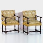 Set Van Twee Vintage Antieke Bibliotheek Fauteuils, 19e Eeuw thumbnail 4