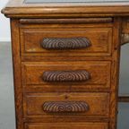 Klassiek En Functioneel Groot Antiek Bureau/ Partner Desk In Engelse Stijl thumbnail 12