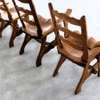 Brutalist Eetkamerstoelen | Vintage Stoelen | Jaren 50 | Eiken thumbnail 11