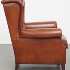 In Goede Staat Verkerende Luxe Oorfauteuil In Engelse Stijl Gemaakt Van Rundleer thumbnail 12