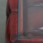 Set Van 2 Rundleren Chesterfield Bijzet/ Salontafels In Een Mooie Rode Kleur Met Glazen Bladen thumbnail 4