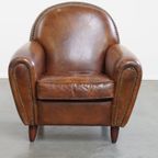 Stijlvolle Rundleren Fauteuil/ Armchair Met Mooie Ronde Vormen En Een Tijdloze Uitstraling thumbnail 2
