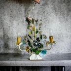 Vintage Luster / Hanglamp / Chandelier Met Bloemen thumbnail 2