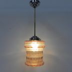 Art Deco Hanglamp Met Roze Glazen Kap thumbnail 5