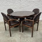 Vintage Eetkamerstoelen 4X, Donkerbruin, Skai, Design, Comfi thumbnail 10