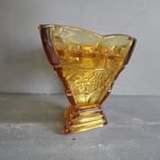 Art Deco Vaas Met Pique Fleur Amber Persglas thumbnail 9