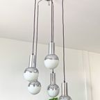 Vintage Cascade Hanglamp Chrome En Melkglazen Bollen, Bollamp, Eyeball Lamp thumbnail 2