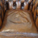 Set Van 2 In Goede Staat Verkerende En Luxe Klassieke Rundleren Engelse Chesterfield Fauteuils thumbnail 6