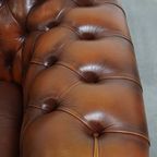Mooie En Complete Set Van Een 2,5 Zits En 2 Zits Bruine Engelse Rundleren Chesterfield Bank thumbnail 9