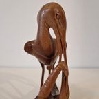 Teakhouten Artdeco Vogel Beeld Vintage Beeld thumbnail 12