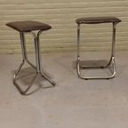 Set Van 2 Vintage Chrome En Vinyl Kruks Krukjes thumbnail 10