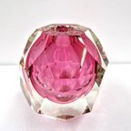 Caged And Diamond Cut Glass Pink And Clear Vase, 1980S thumbnail 3