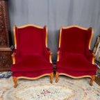 Paar Bergeres Fauteuils. Nieuwe Bekleding. thumbnail 5