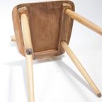 Set Van 6 Brutalist Licht Houten Stoelen Jaren 60 thumbnail 13