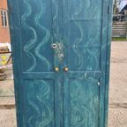 Uniek Houten 2 Deurs Locker Blauw Turquoise thumbnail 2