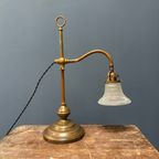 Staande Messing Piano Lamp Met Holophane Glazen Kapje thumbnail 12