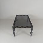 Vintage Brutalistische Zwarte Ijzeren Kettingschakel Salontafel Met Origineel Gerookt Glas, Jaren 70 thumbnail 7