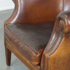 Stoere Maar Comfortabele Vintage Clubfauteuil Gemaakt Van Schapenleer thumbnail 13