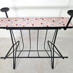Vintage Bijzettafel Met Lectuurbak En Kandelaars thumbnail 3