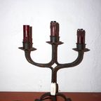 Vintage Brutalist Wrought Iron Candlestick Lamp * Industrial thumbnail 6