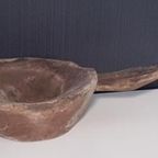 Primitieve Antieke Massief Houten Vijzel thumbnail 5