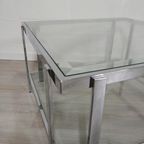 Vintage Design Glazen Chrome Salontafel thumbnail 4