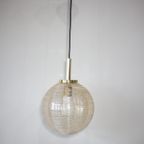 Hanglamp Doria Leuchten Bol Vintage Geblazen Glas Amber Messing Jaren '70 thumbnail 3