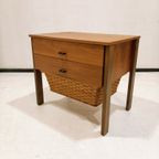 Sewing Cabinet With Reed Basket By Horn Collection, West Germany 1950s thumbnail 2